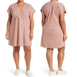 Madewell Faux Wrap Short Sleeve Mauve Dress Size 2X